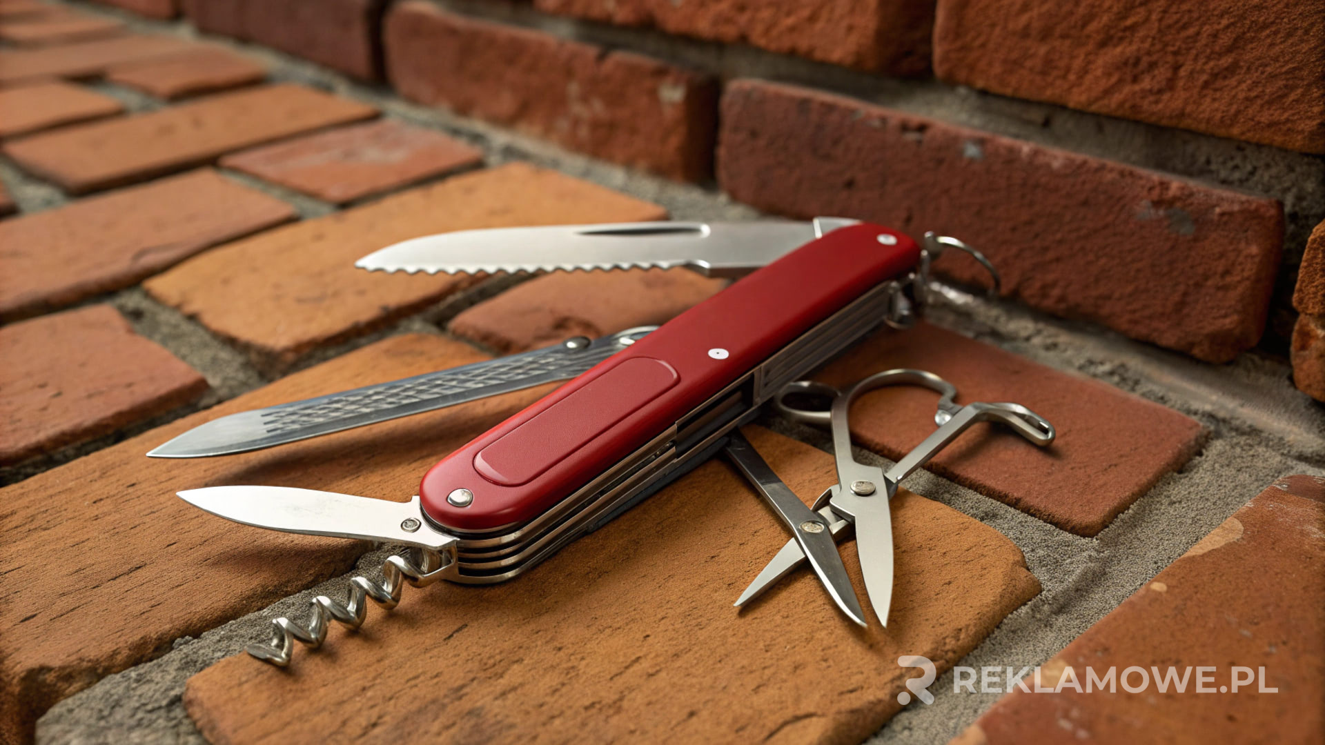 Scyzoryk reklamowy z otwartymi ostrzami